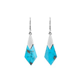 Sterling silver turquoise drop earrings for women
Elegant geometric turquoise gemstone earrings with silver accents
